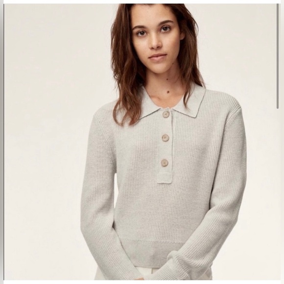 Aritzia Sweaters - Aritzia Wilfred Jeanine cropped polo wool sweater XS
